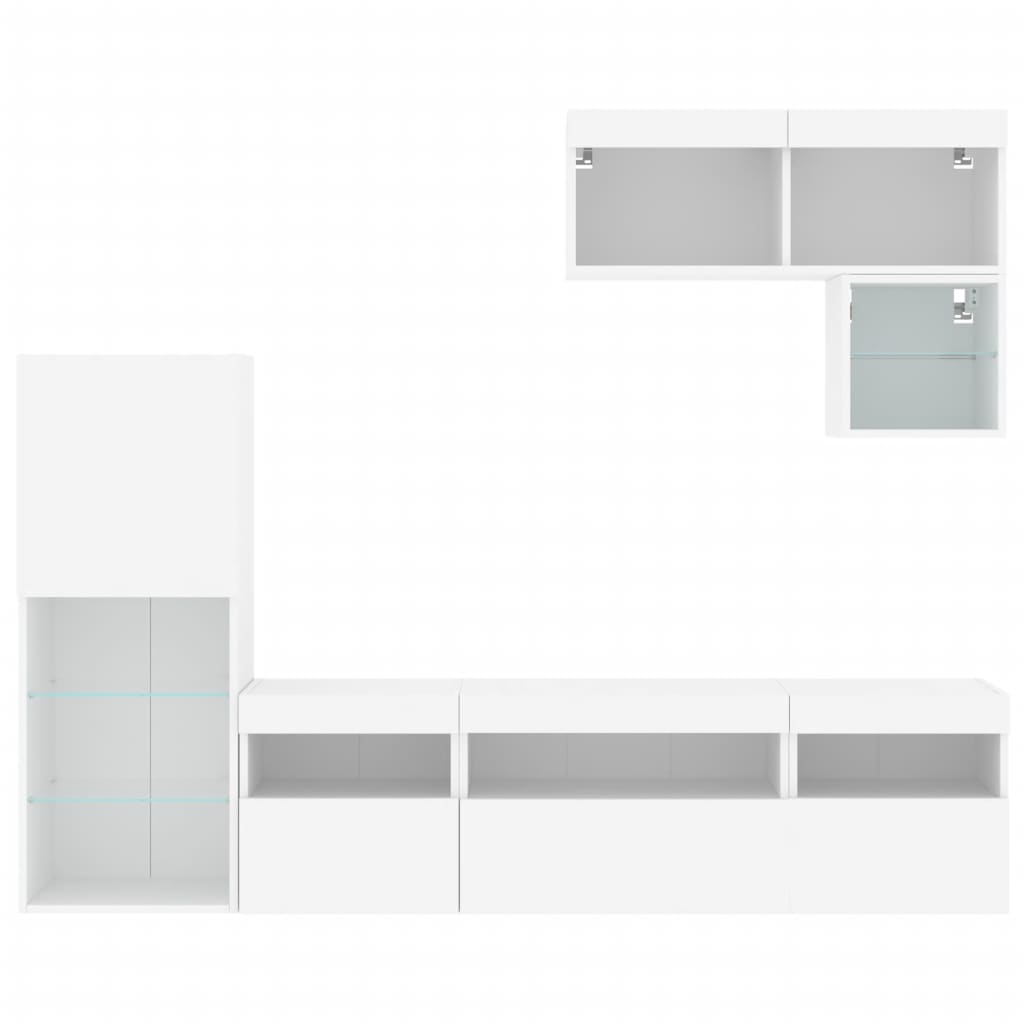 6 Piece Tv Wall Units With Led Engineered Wood