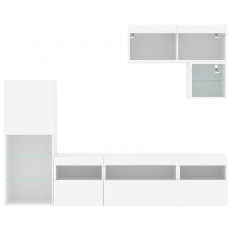 6 Piece Tv Wall Units With Led Engineered Wood