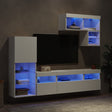 6 Piece Tv Wall Units With Led Engineered Wood
