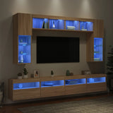 8 Piece Tv Wall Cabinet Set With Led Lights