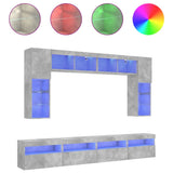 8 Piece Tv Wall Cabinet Set With Led Lights