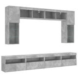 8 Piece Tv Wall Cabinet Set With Led Lights