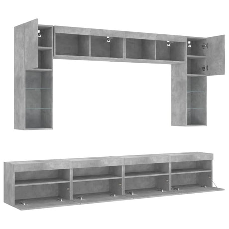 8 Piece Tv Wall Cabinet Set With Led Lights