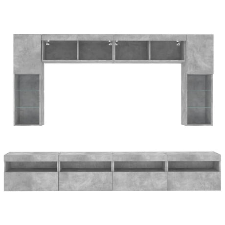 8 Piece Tv Wall Cabinet Set With Led Lights