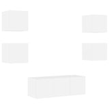 6 Piece Tv Wall Units With Led Engineered Wood