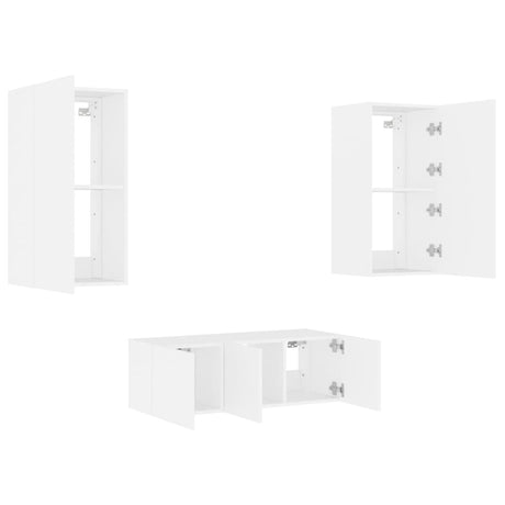 4 Piece Tv Wall Units With Led Engineered Wood