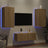 4 Piece Tv Wall Units With Led Engineered Wood