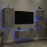 5 Piece Tv Wall Units With Led Engineered Wood