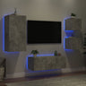 5 Piece Tv Wall Units With Led Engineered Wood