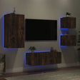5 Piece Tv Wall Units With Led Engineered Wood
