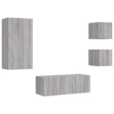 5 Piece Tv Wall Units With Led Engineered Wood