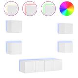 6 Piece Tv Wall Units With Led Engineered Wood