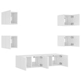 6 Piece Tv Wall Units With Led Engineered Wood