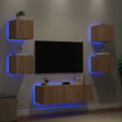 5 Piece Tv Wall Cabinets With Led Lights
