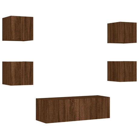 5 Piece Tv Wall Cabinets With Led Lights