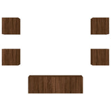 5 Piece Tv Wall Cabinets With Led Lights