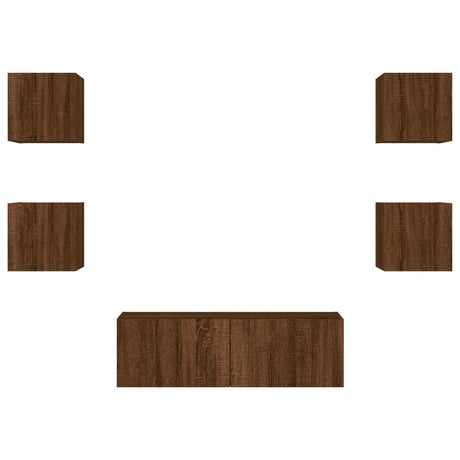 5 Piece Tv Wall Cabinets With Led Lights