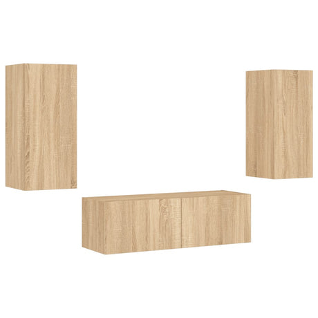 3 Piece Tv Wall Cabinets With Led Lights