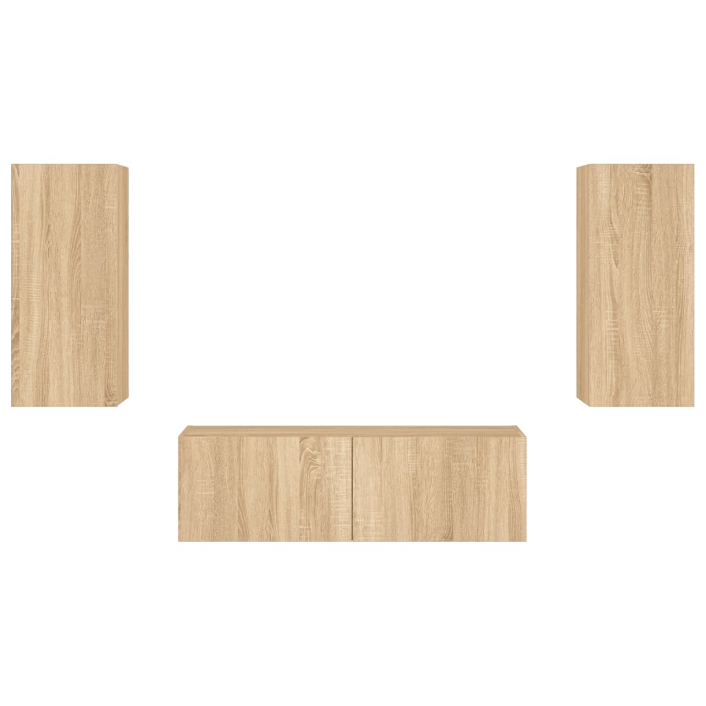 3 Piece Tv Wall Cabinets With Led Lights
