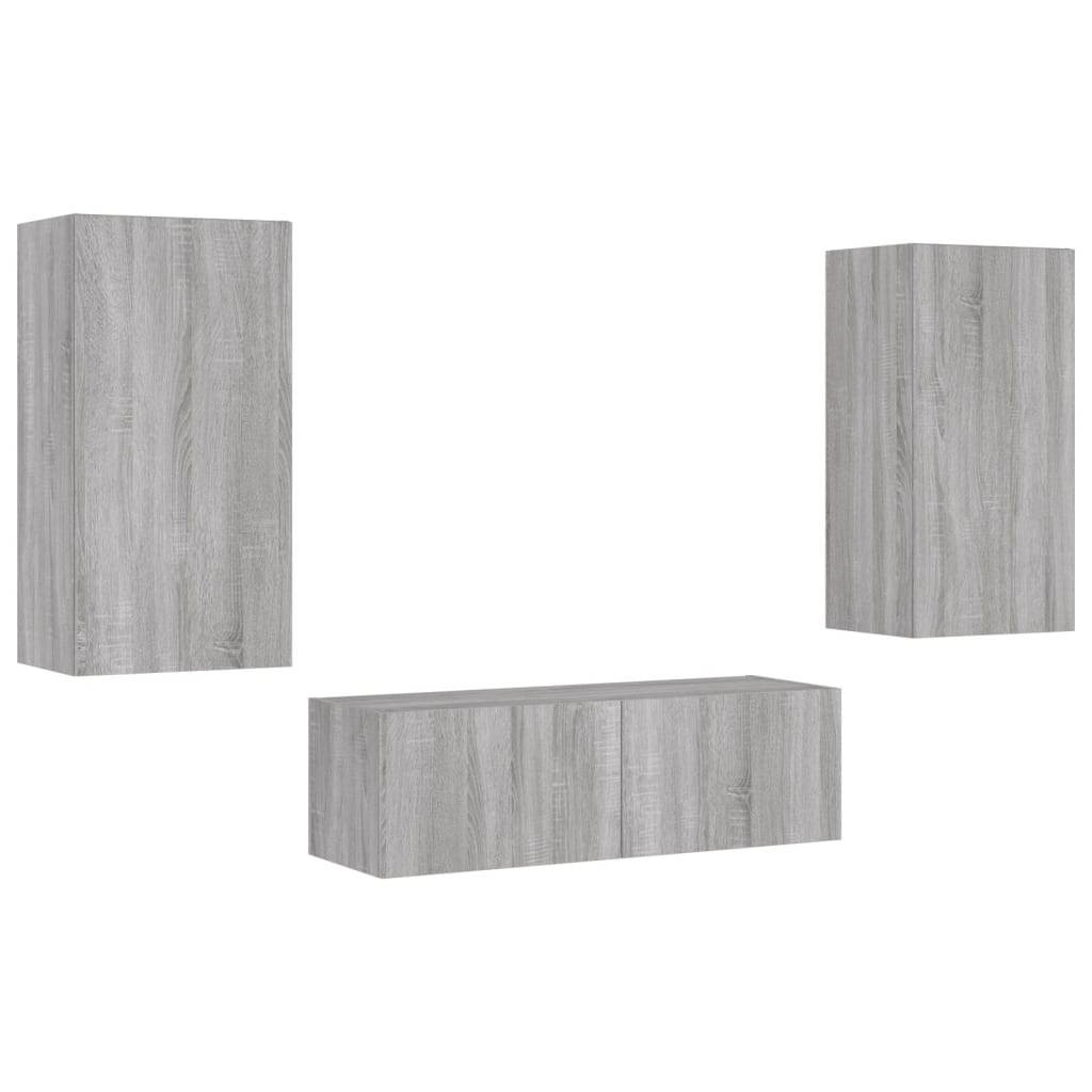 3 Piece Tv Wall Cabinets With Led Lights