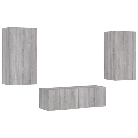 3 Piece Tv Wall Cabinets With Led Lights