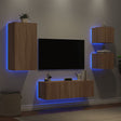 4 Piece Tv Wall Cabinets With Led Lights