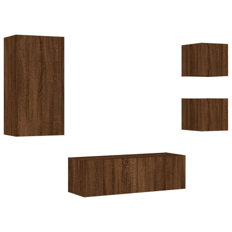 4 Piece Tv Wall Cabinets With Led Lights