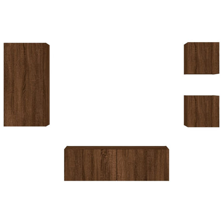 4 Piece Tv Wall Cabinets With Led Lights