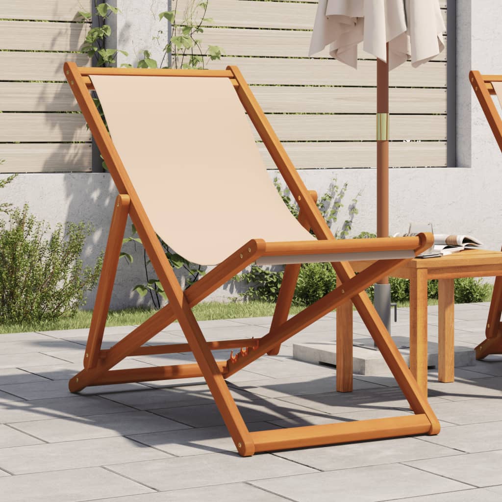 Folding Beach Chairs 2 Pcs White Fabric