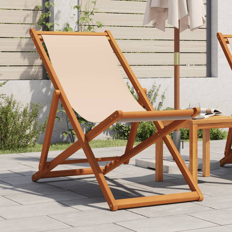 Folding Beach Chairs 2 Pcs White Fabric
