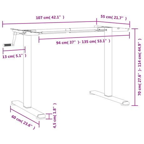 Standing Desk Frame (94-135)X60X(70-114) Cm Steel