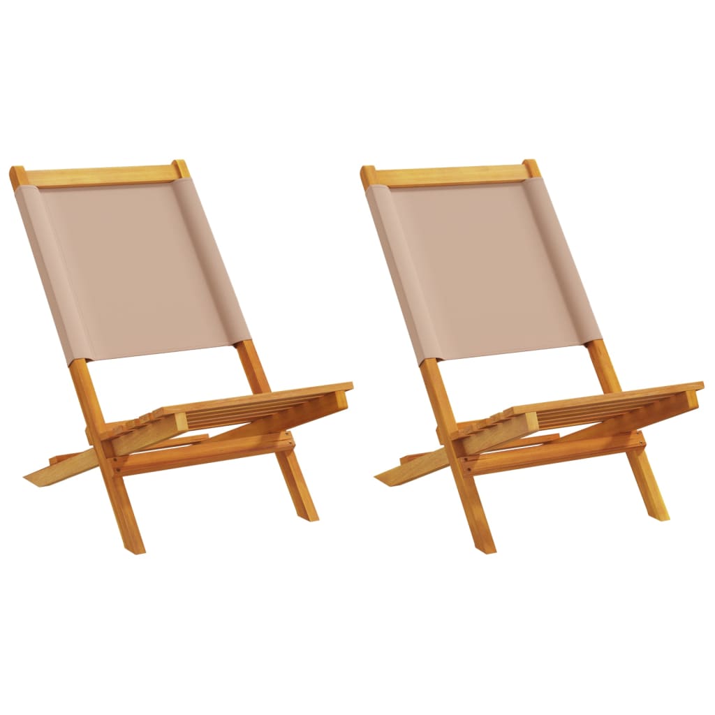 Folding Garden Chairs 6 Pcs White Fabric And Solid Wood