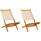 Folding Garden Chairs 6 Pcs White Fabric And Solid Wood