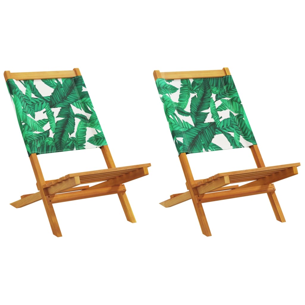Folding Garden Chairs 6 Pcs White Fabric And Solid Wood