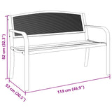 Garden Bench 119 Cm Black Steel