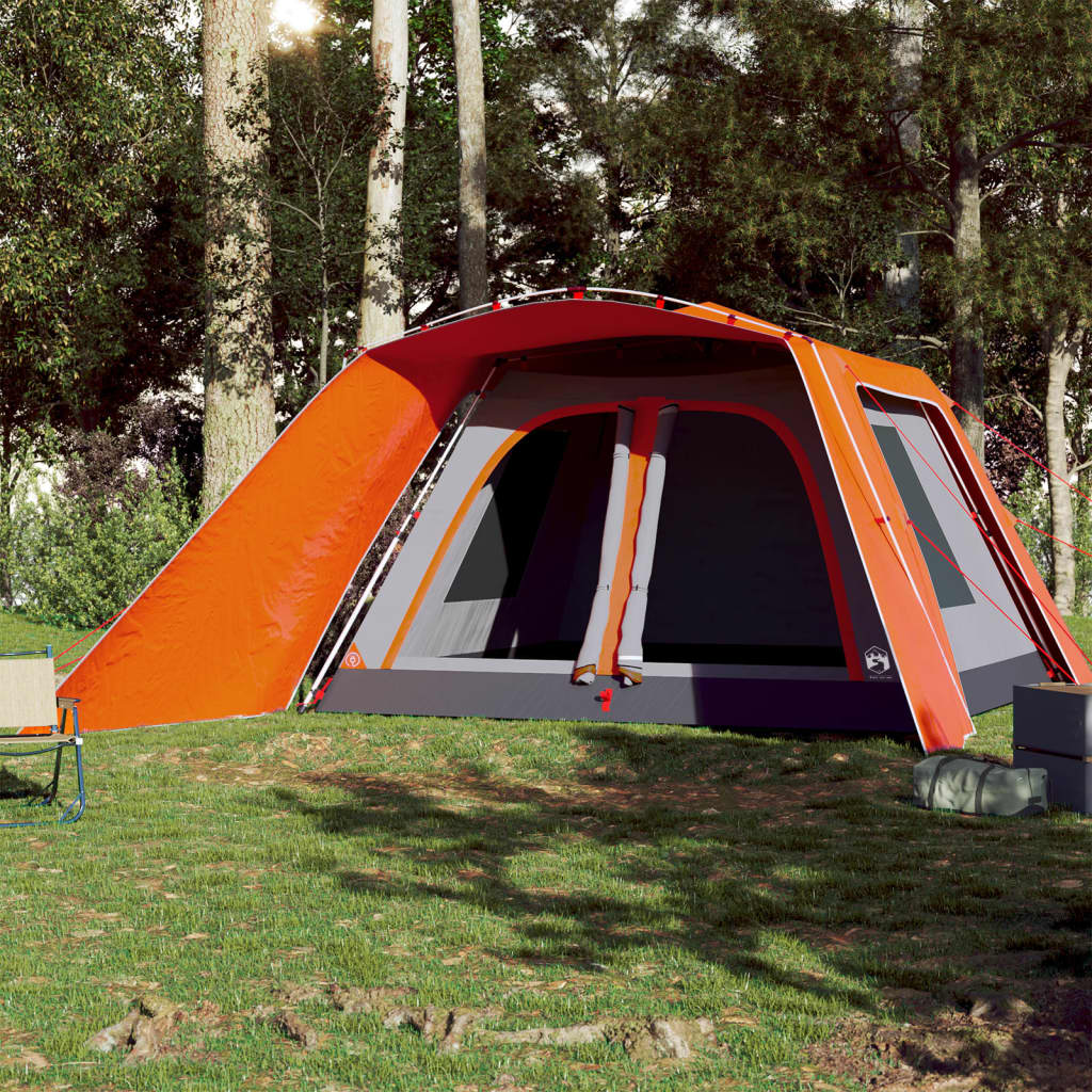 Family Tent with Porch 9-Person Grey and Orange Quick Release