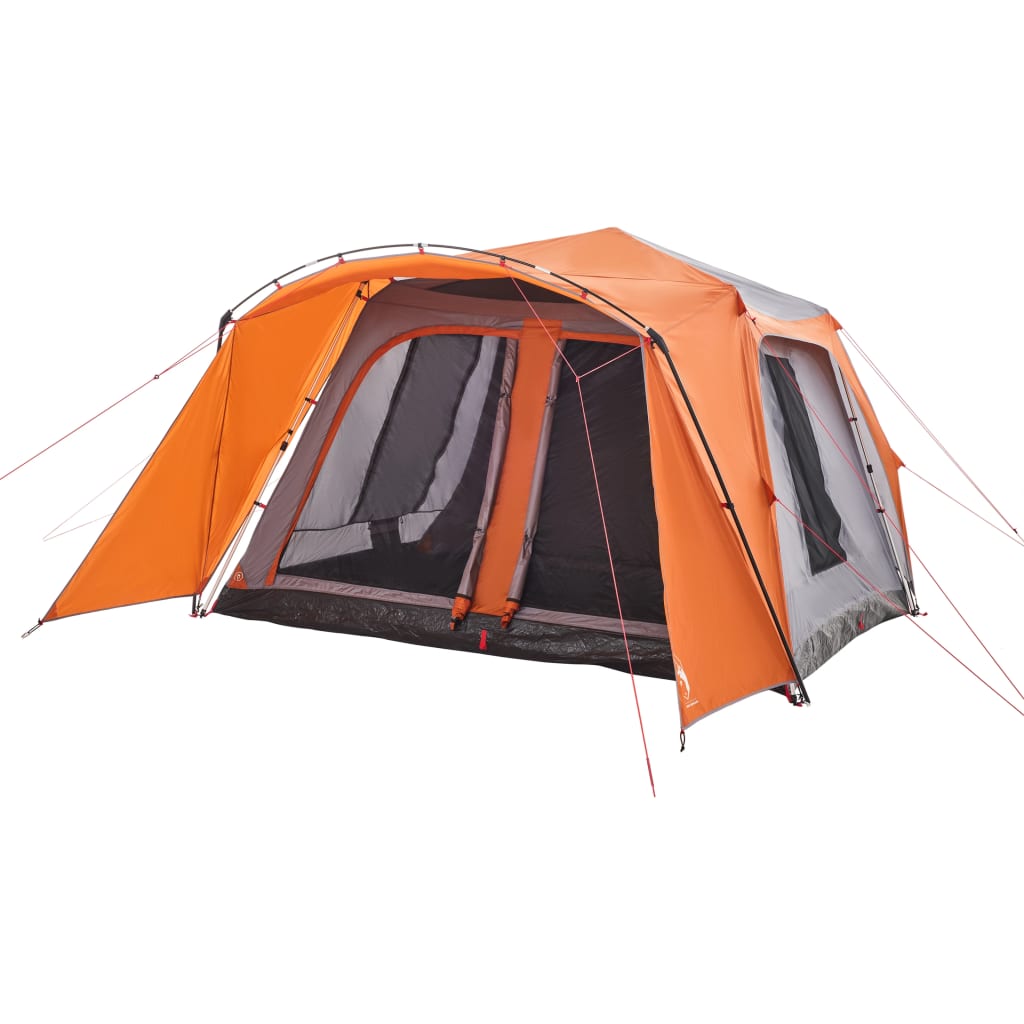 Family Tent with Porch 9-Person Grey and Orange Quick Release