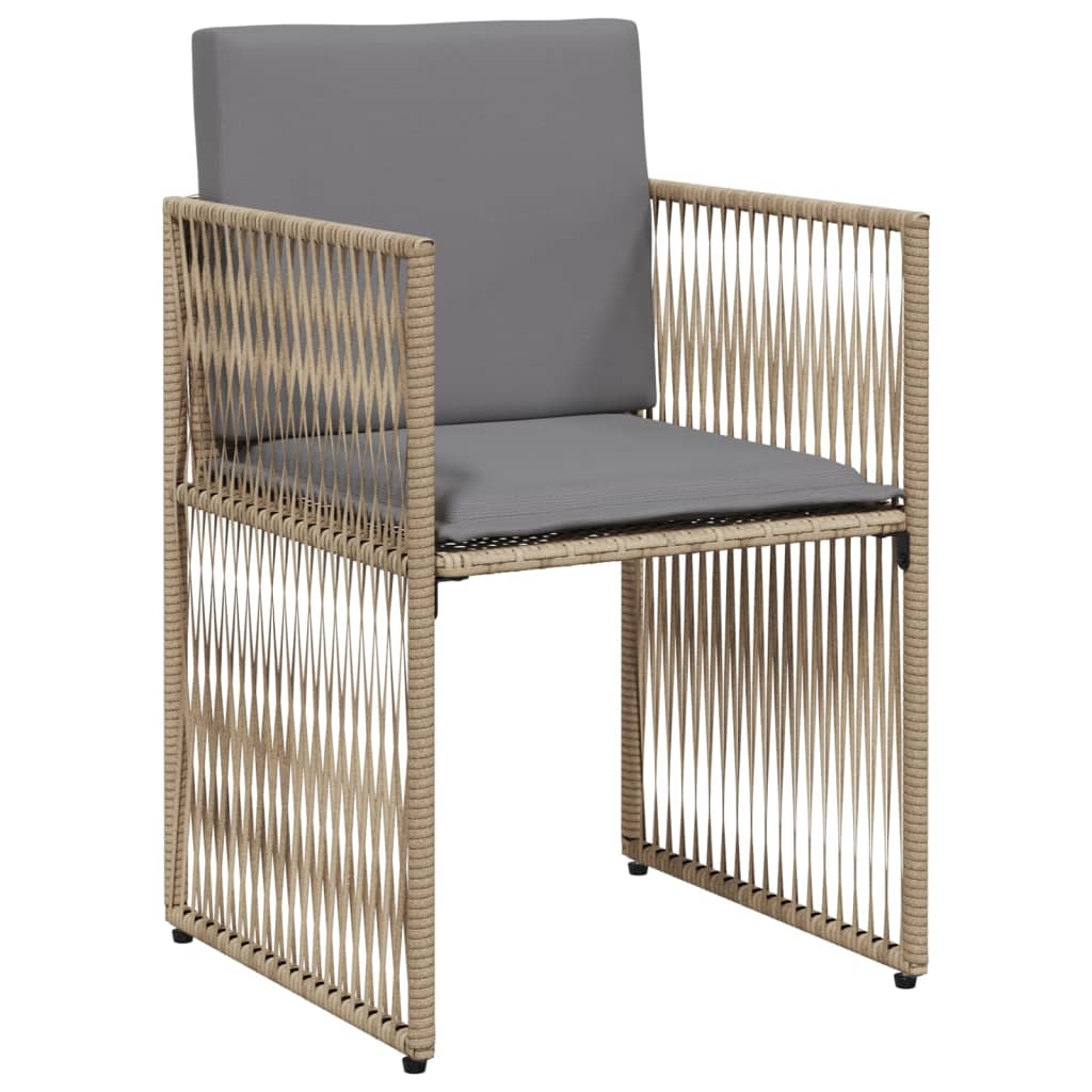 7 Piece Garden Dining Set With Cushions Beige Poly Rattan