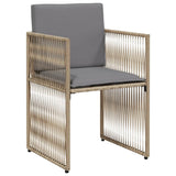 7 Piece Garden Dining Set With Cushions Beige Poly Rattan