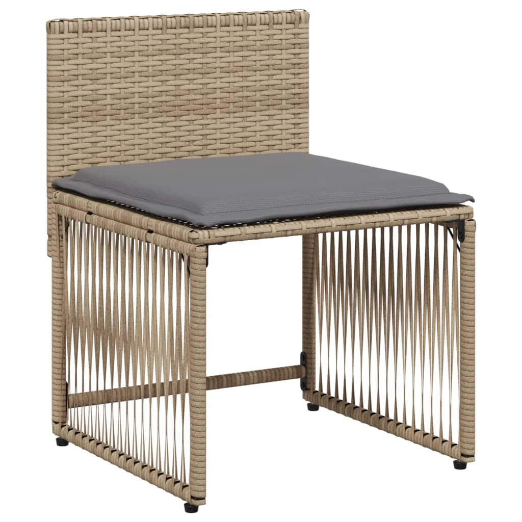 7 Piece Garden Dining Set With Cushions Beige Poly Rattan