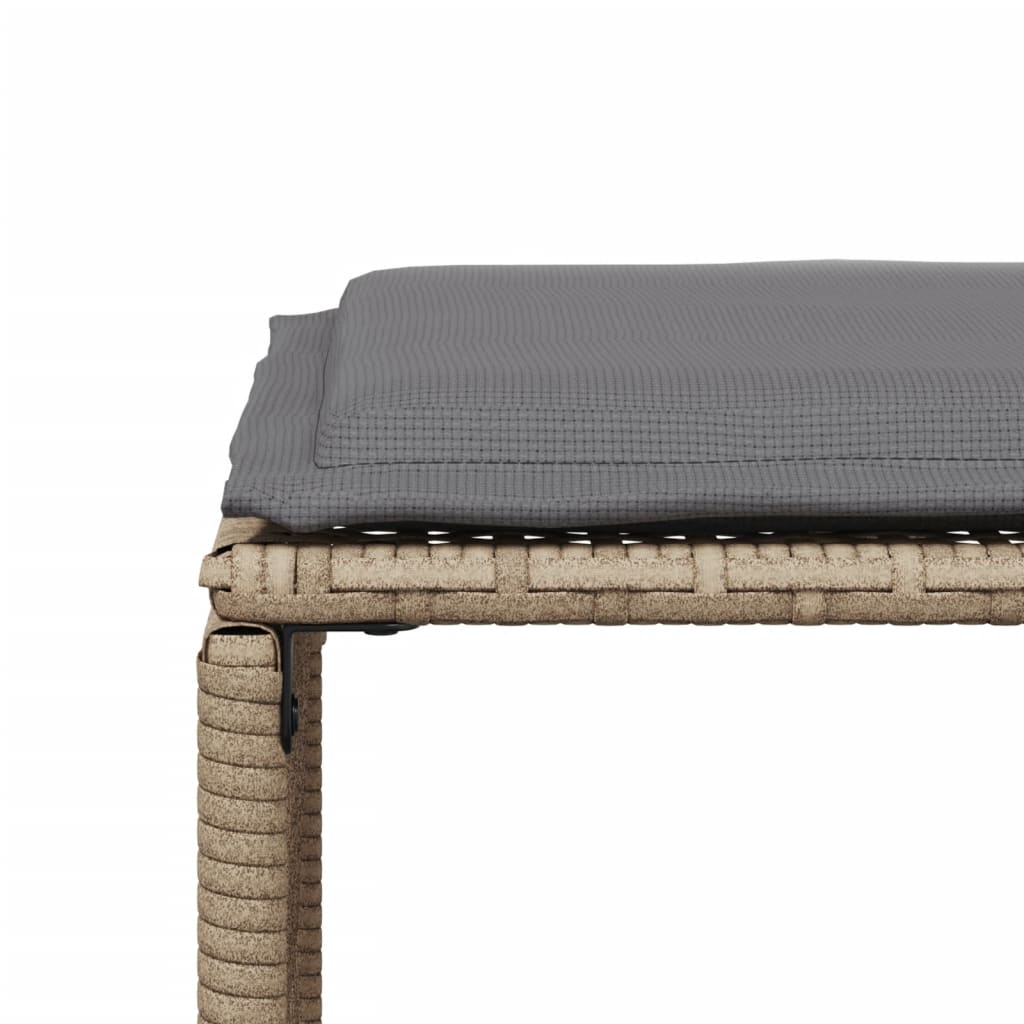 7 Piece Garden Dining Set With Cushions Beige Poly Rattan