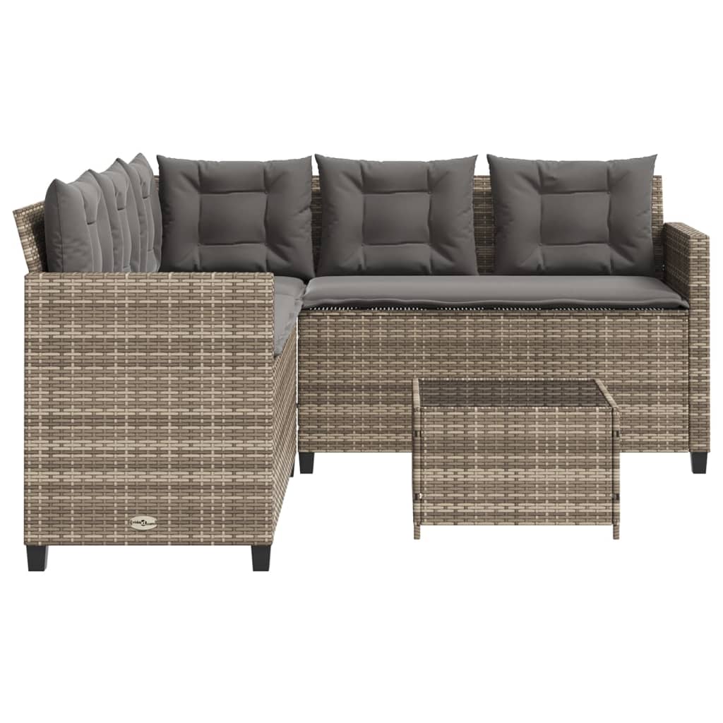 Garden Sofa With Table And Cushions L-Shaped Poly Rattan