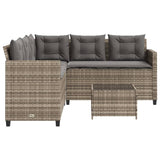 Garden Sofa With Table And Cushions L-Shaped Poly Rattan