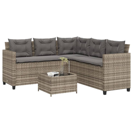 Garden Sofa With Table And Cushions L-Shaped Poly Rattan