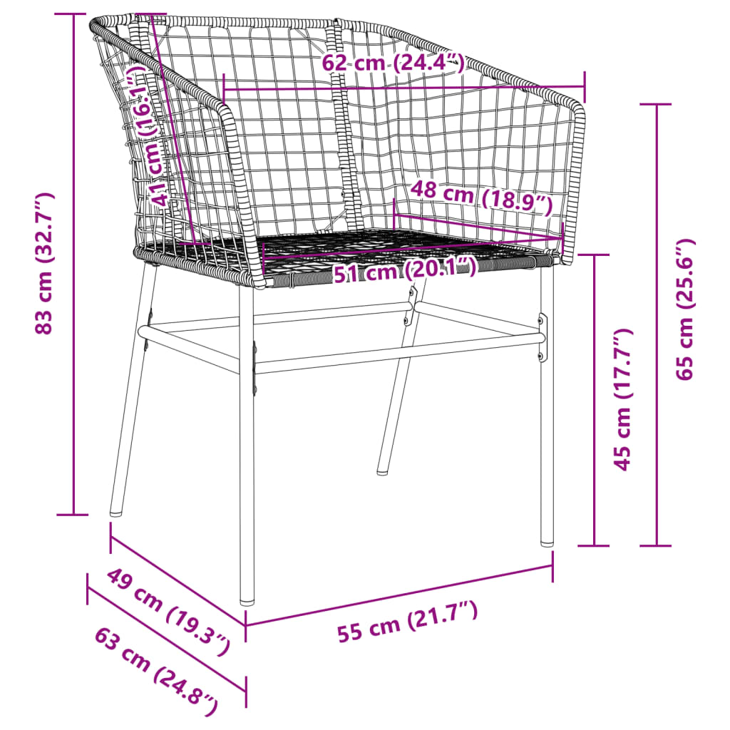Garden Chairs 2 Pcs Poly Rattan