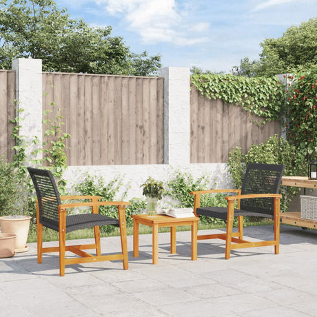 Garden S 2 Pcs Poly Rattan And Acacia Wood