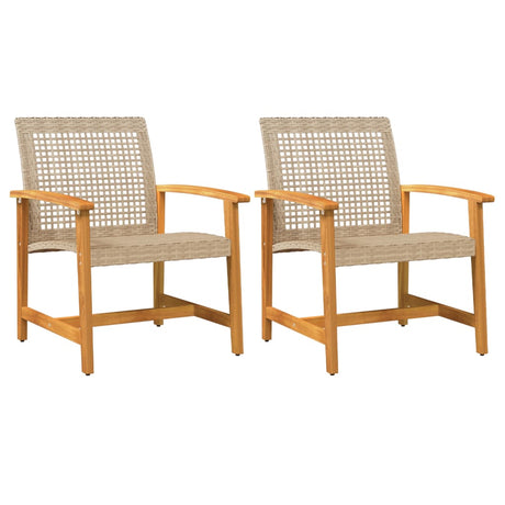 Garden S 2 Pcs Poly Rattan And Acacia Wood