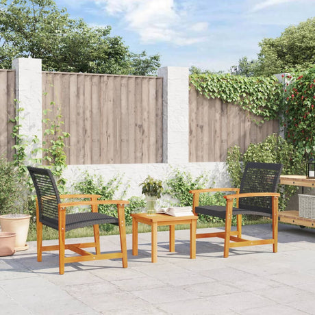 Garden S 2 Pcs Poly Rattan And Acacia Wood