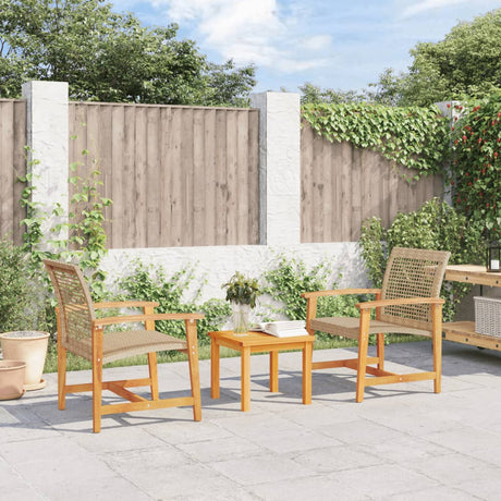 Garden S 2 Pcs Poly Rattan And Acacia Wood