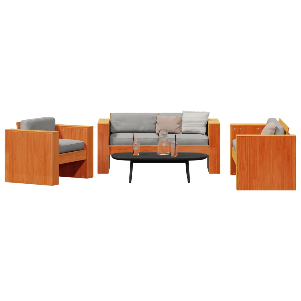 2 Piece Garden Lounge Set Solid Wood Pine